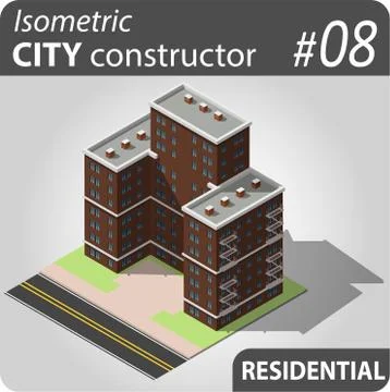 Isometric city constructor Stock Illustration