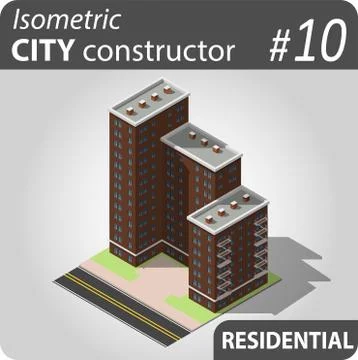 Isometric city constructor Stock Illustration