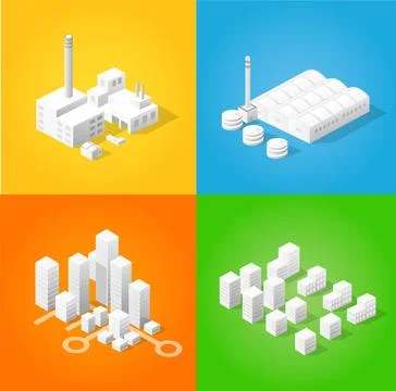 Isometric city of industry Stock Illustration