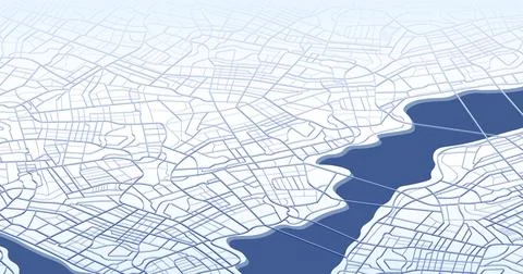 Isometric city map background with river and streets. Vector illustration. Stock Illustration