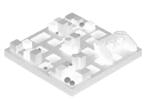 Isometric city map composed of halftone dots illustrating urban planning an.. Stock Illustration