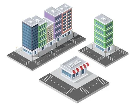 Isometric city map generator that provides cityscape イラスト素材