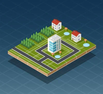 Isometric city map Illustrazione stock