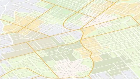 Isometric city map plan showing urban districts and road network in perspective Stock Illustration