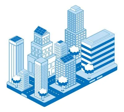 Isometric city on mobile application Stock Illustration