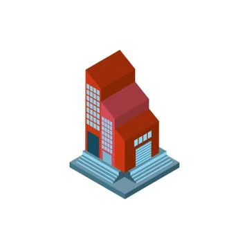 Isometric city red building vector design Ilustración de archivo