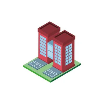 Isometric city red building vector design Ilustración de archivo