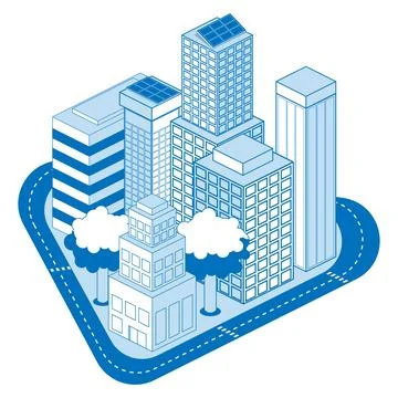 Isometric city with road Stockillustratie