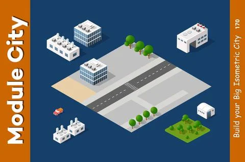 The isometric city with skyscraper Stock Illustration