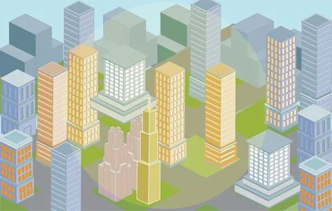 Isometric City View Vector Illustration Stock Illustration