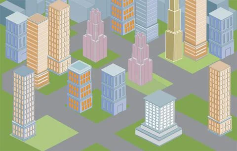 Isometric City View Vector Illustration Stock Illustration