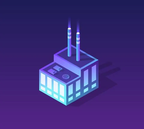 Isometric city web icon of violet colors 3d building Ilustración de archivo
