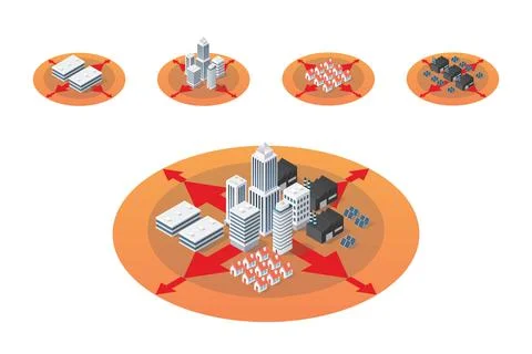 Isometric of cityscape urbanization concept Stock Illustration