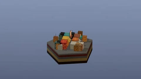 Isometric civic landmark building block rotating diorama 05 rotating diorama 스톡 동영상 340076762