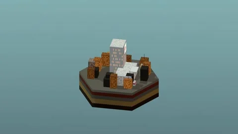 Isometric civic landmark building block rotating diorama 02 rotating diorama Stockbeeldmateriaal 340076786