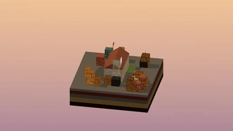 Isometric civic landmark building block rotating diorama 01 rotating diorama Stock Footage 340076787