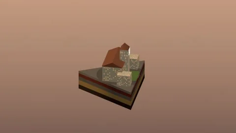 Isometric civic landmark building block rotating diorama 06 rotating diorama Stock Footage 340076789