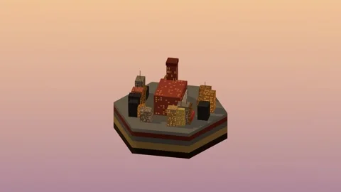 Isometric civic landmark building block rotating diorama 09 rotating diorama Stock-Footage 340076822