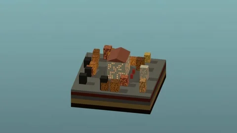 Isometric civic landmark building block rotating diorama 10 rotating diorama 動画素材 340076855