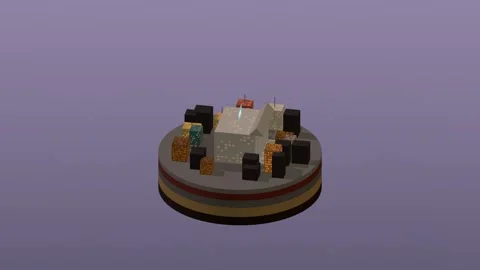 Isometric civic landmark building block rotating diorama 11 rotating diorama Vídeos de archivo 340076856