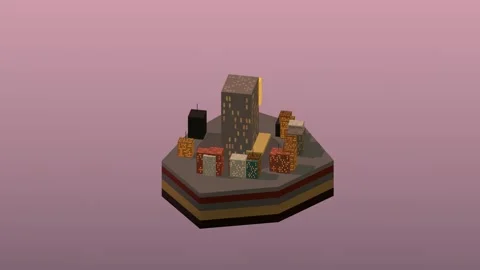 Isometric civic landmark building block rotating diorama 16 rotating diorama 库存影片 340076877