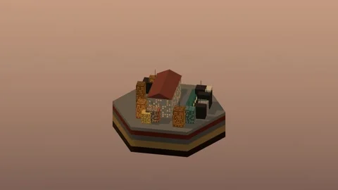 Isometric civic landmark building block rotating diorama 14 rotating diorama Stock Footage 340076878