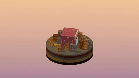 Isometric civic landmark building block rotating diorama 17 rotating diorama Stock Footage 340076950