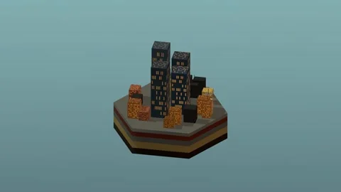 Isometric civic landmark building block rotating diorama 18 rotating diorama Stock Footage 340077304