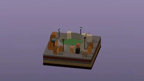 Isometric civic landmark building block rotating diorama 19 rotating diorama Видео 340077316