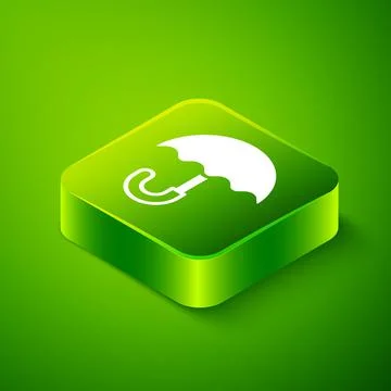 Isometric Classic elegant opened umbrella icon isolated on green background イラスト素材
