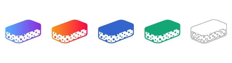 Isometric Cleaning Sponge Icon Set Stock Illustration