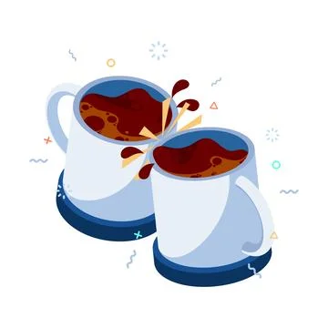 Isometric Clinking Coffee Mugs Stock Illustration