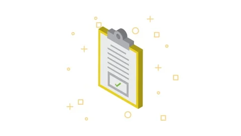 Isometric clipboard with check mark animation representing document approva.. 스톡 동영상 334525644
