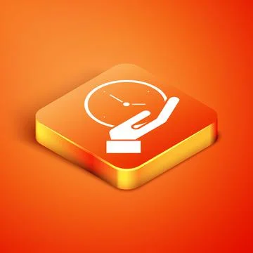 Isometric Clock icon isolated on orange background. Time symbol. Vector Stock Illustration