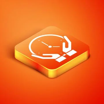 Isometric Clock icon isolated on orange background. Time symbol. Vector Stock Illustration