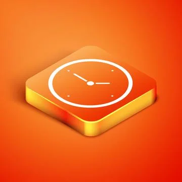 Isometric Clock icon isolated on orange background. Time symbol.  Vector Stockillustratie