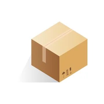 Isometric closed cardboard box of cube shape for delivery, relocation Stock Illustration