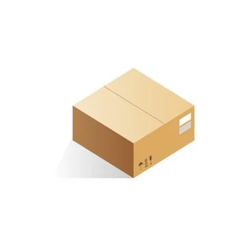 Isometric closed cardboard box with shadow, container for shipping service Illustrazione stock