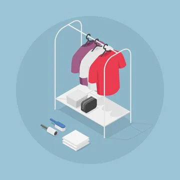 Isometric Clothes Rack Illustration Stock Illustration