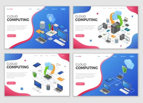 Isometric Cloud Computing Technology Templates Stock Illustration