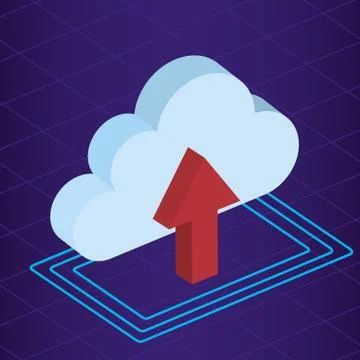 Isometric cloud data server upload technology イラスト素材