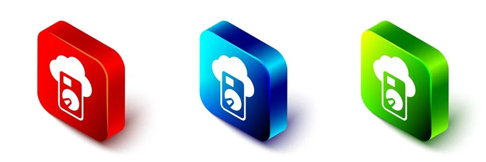 Isometric Cloud database icon isolated on white background. Cloud computing 스톡 일러스트