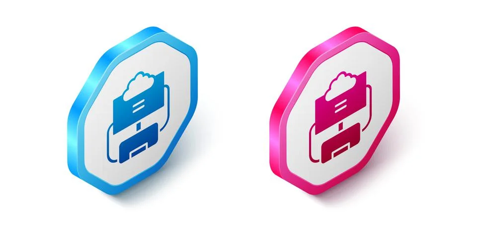 Isometric Cloud database icon isolated on white background. Cloud computing Illustrazione stock