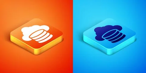 Isometric Cloud database icon isolated on orange and blue background. Cloud Stock Illustration