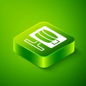 Isometric Cloud database icon isolated on green background. Cloud computing Stock Illustration