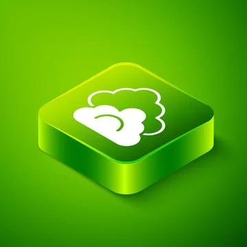 Isometric Cloud icon isolated on green background. Green square button. Vector 스톡 일러스트