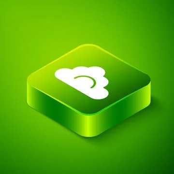 Isometric Cloud icon isolated on green background. Green square button. Vector Stock Illustration