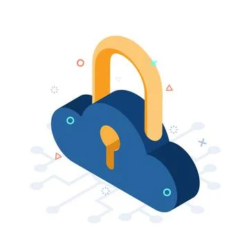 Isometric Cloud with Lock and Keyhole Stockillustratie