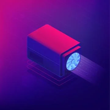 Isometric cloud mining landing page concept. Illustrazione stock