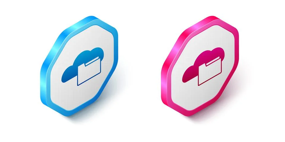 Isometric Cloud or online library icon isolated on white background. Internet Illustrazione stock